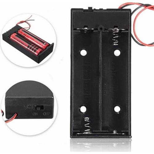 2pcs/lot 2x 18650 Battery Storage Box Case 2 Slots Way Batteries Clip Holder Container With Wire Lead Pin for 3.7V 18650 Battery