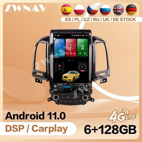 6+128G Tesla Carplay Radio Receiver For Hyundai Santa Fe 2006 2007-2012 Android 11 Player Video GPS Head Unit Auto Audio Stereo