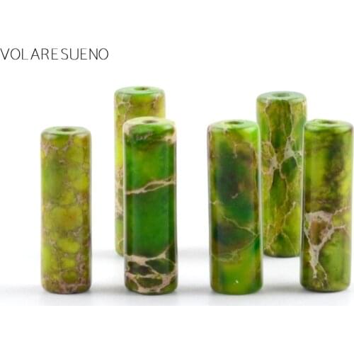 Column Green Sea Sediment Jaspers Loose Beads 15” Pick 4x13mm Spacer Beads For Charm Necklace Bracelet Accessory Jewelry Making