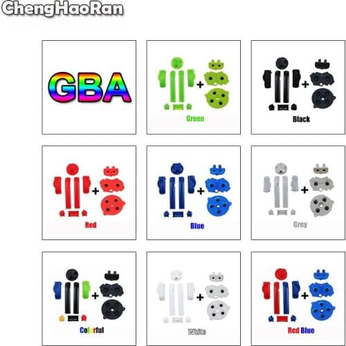 ChengHaoRan For Gameboy Advance GBA Replacement Keypad L R A B Button D Pad Power Buttons w/ Rubber Silicone Conductive Buttons