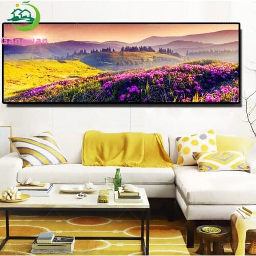 Flower Mountain Forest Beautiful Mountain Painting Sunrise Landscape diamond embroidery full diamond painting cross stitch decor