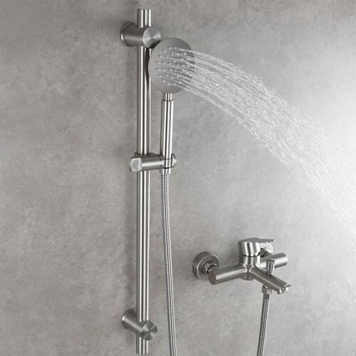 Stainless steel wire drawing shower simple suit hot and cold bathtub faucet bracket suit shower nozzle Ciencia