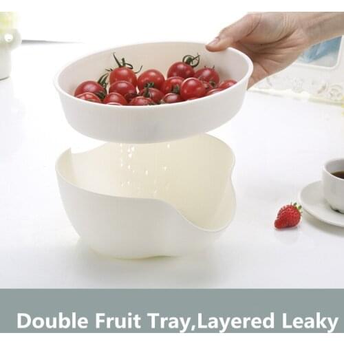 Double Fruit Tray Plastic Double Layer Dry Fruit Containers Snacks Seeds Storage Box Garbage Holder Plate Dish Organizer