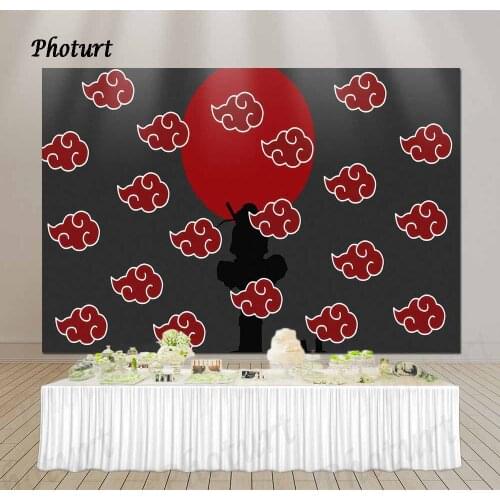 PHOTURT Red Clouds Backdrop Boy Birthday Party Photo Background Akatsuki Cosplay Polyester Vinyl Photography Decoration Props