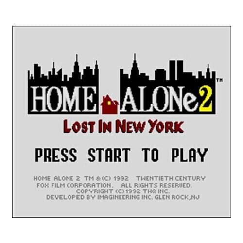 Home Alone 2 - Lost in New York NTSC Version 16 Bit 46 Pin Big Gray Game Card For USA Game Players