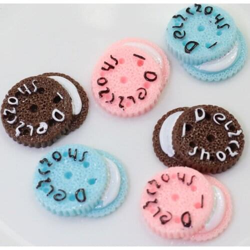 100/50pcs Kawaii Resin Miniature Food Delicious Cookies Flatback Cabochons For Scrapbooking Crafts