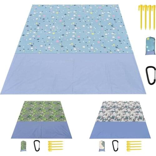 Summer 2x2.1m Waterproof Beach Blanket Outdoor Picnic Camping Mat Portable Lightweight Folding Mat Mattress Sand Beach Mat