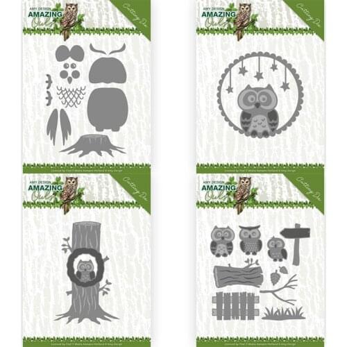 Piggy Craft metal cutting dies cut die mold Owl tree branch circle Scrapbook paper craft knife mould blade punch stencils dies