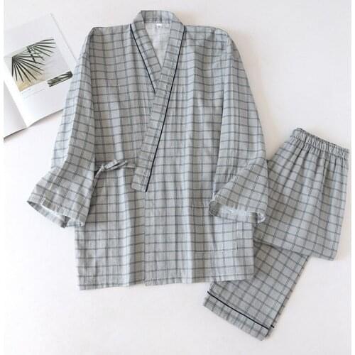 Pure Cotton Mens Kimono Japanese Haori Sleepwear for Man Mens Bathrobe Pajamas Sets Woman Yukata Asian Clothes Robes Woman New