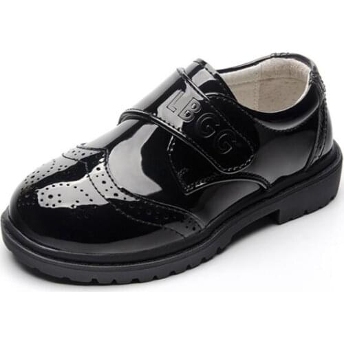 New Kids Leather Shoes Wedding Dress Shoes for Boys Girls Brand Children Black Performance Shoes Gentle Formal Wedge Sneakers