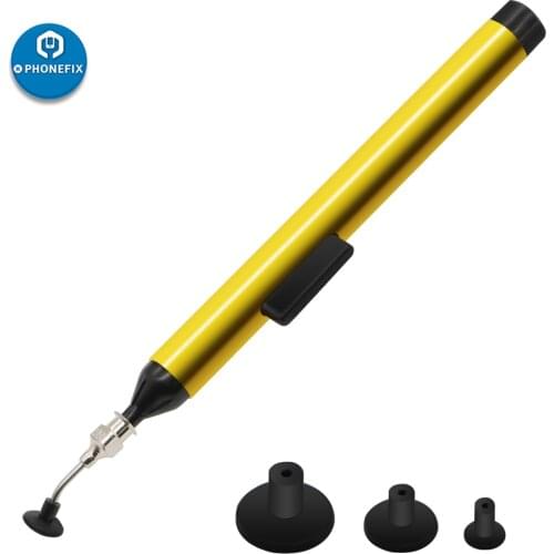 New IC SMD Vacuum Sucking Suction Pen Remover Sucker Pump IC SMD Tweezer Pick Up Tool Solder Desoldering with 3 Suction Headers