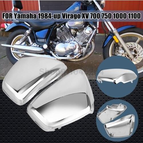 Motorcycle Cowling Battery Cover Guard For Yamaha XV 700 750 1000 1100 Virago 1984-up Side Left & Right Protection Chrome