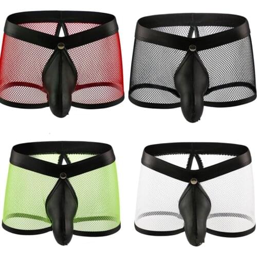 Wholesale Men Soft Mesh Underwear Ice-Silk mesh Sexy Gay Sissy Tanga Hombre Jockstrap Penise Bag Breathable Thin Men Underwear