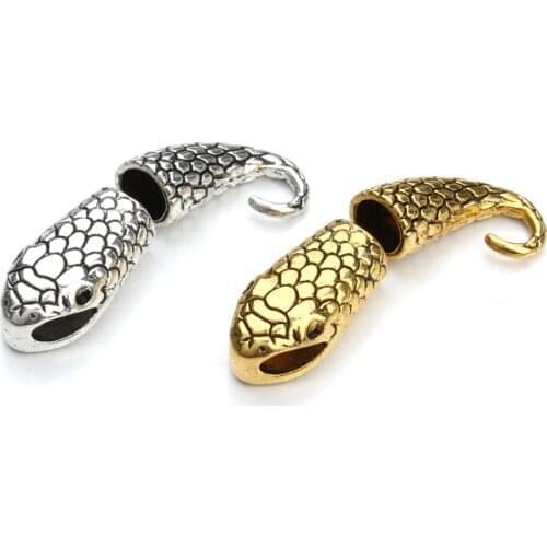 SAUVOO 10pcs Snake Clasps Bracelet Necklace Leather Cord End Caps Connector For DIY Jewelry Making Finding