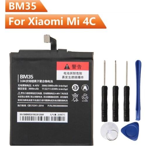 Xiao Mi Original Replacement Phone Battery BM35 For Xiaomi 4C Mi4c BM35 Authentic Rechargeable Battery 3080mAh