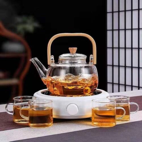 Heat Resistant Glass Teapot With Stainless Steel Infuser Heated Container Tea Pot Good Clear Kettle Square Filter Baskets