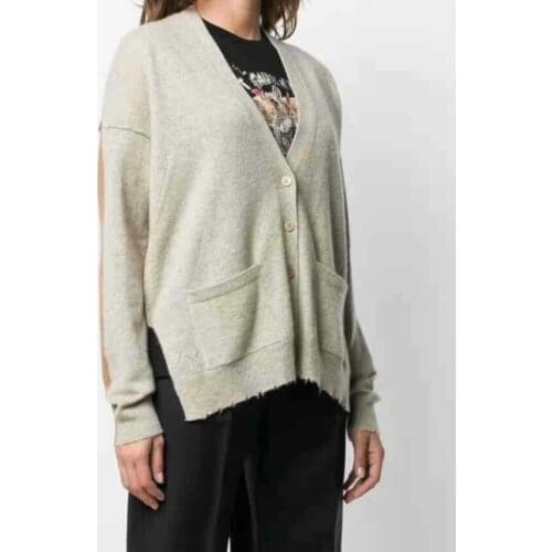 2021 New Women V-Neck Knitted Cardigan Lady Color Contrast Long Sleeve Casual Knitwear Outwear Tops with Pockets