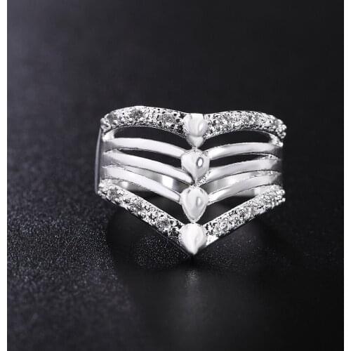New 925 Sterling Silver Rings For Women crystal Wide geometry Fashion Party Gifts Girl student luxury Charm wedding Jewelry