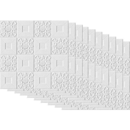 10Pcs 3D Self-Adhesive Tile Brick Wall Panel Roof Sticker Foam Panel Wallpapers