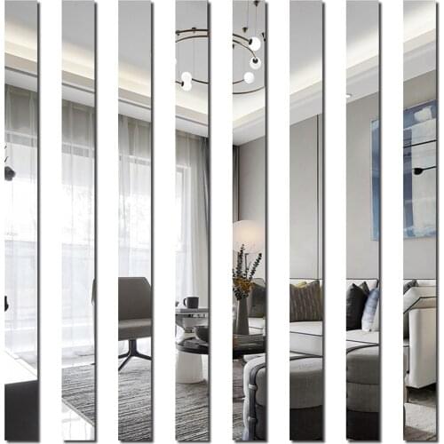 10pcs Waist line 3D Mirror Wall Stickers Simple lines DIY Mirror Sticker Home Decor Ceiling TV background Wall Decorative Strip