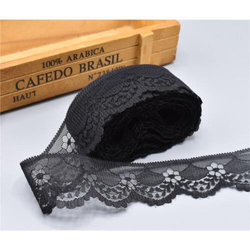 10Yards Beautiful Black Lace Ribbon Tape 40MM Lace Trim DIY Embroidered Net Lace For Sewing Decoration White african lace fabric