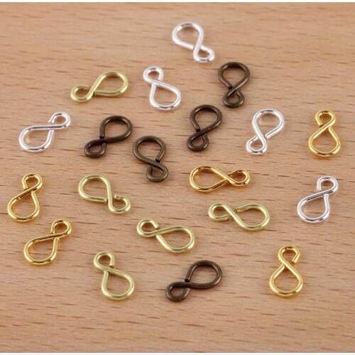 1000pcs Metal Brass Infinity Connectors Link Findings S Shape Hook Clasps DIY Crafts 8.5mm Multi-color Plated Wholesale
