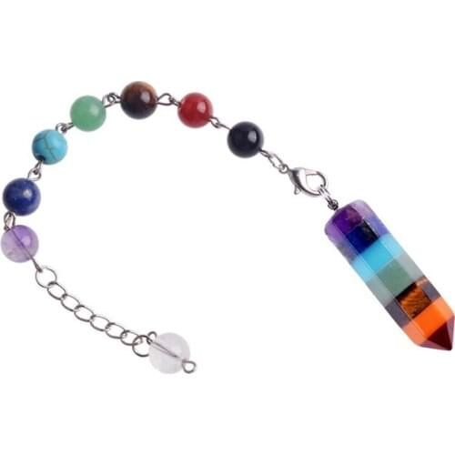 18cm Chains 7 Chakra stone Pendulum Reiki Healing Crystal Point Dowsing Energy Spirituality Jewelry