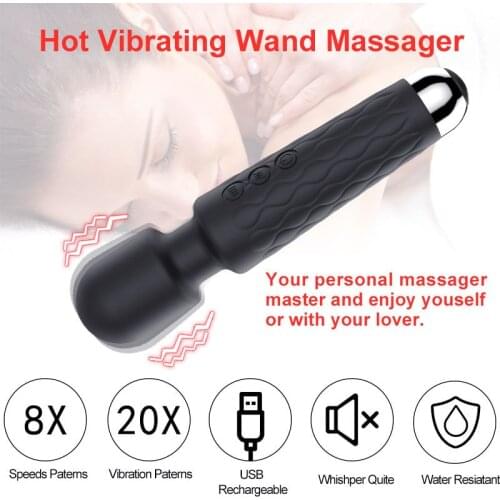 20 Modes Vibrating Massager AV Vibrator Female Vibratopy for Women Lesbian Wand USB Rechargeable Succionador Clitoris Adult Toy