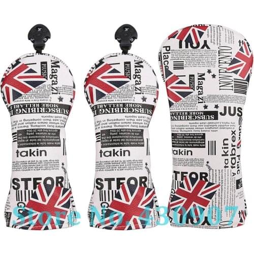 3pcs/set UK 1 3 5 Wood Cover UK Flag Golf Club Driver Fairway Wood Head Cover