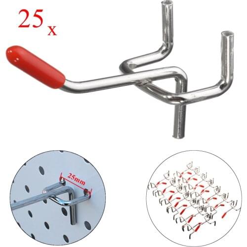 BECORNCE 25Pcs 50mm Length Pegboard Hooks Board Slat Wall Retail Display Shop Peg Home Hook Hanger Chrome Metal 1-1.5KG Loading