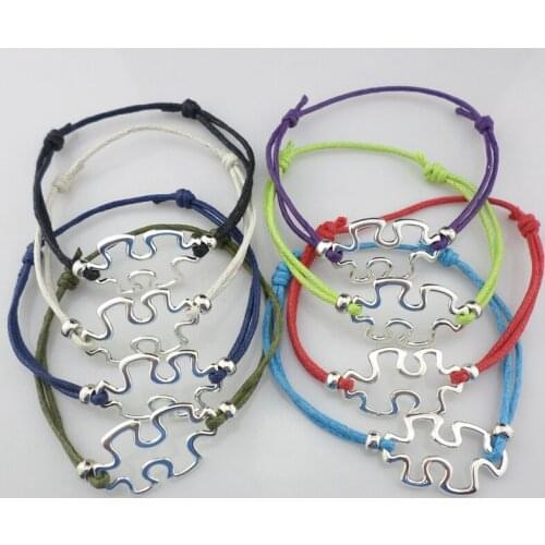 Antique Silver Puzzle Piece Charm Bracelets Bangles Adjustable Men Bracelet Women Bracelet Jewelry Christmas Gift