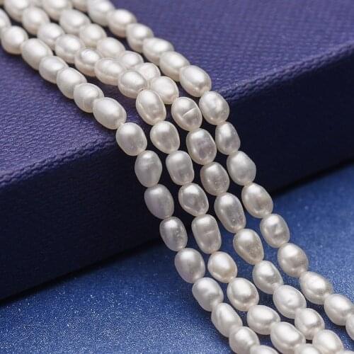 1 Strand White Natural Cultured Freshwater Pearl Beads Bracelet Necklace jewelry DIY making Strands Decor Accessories