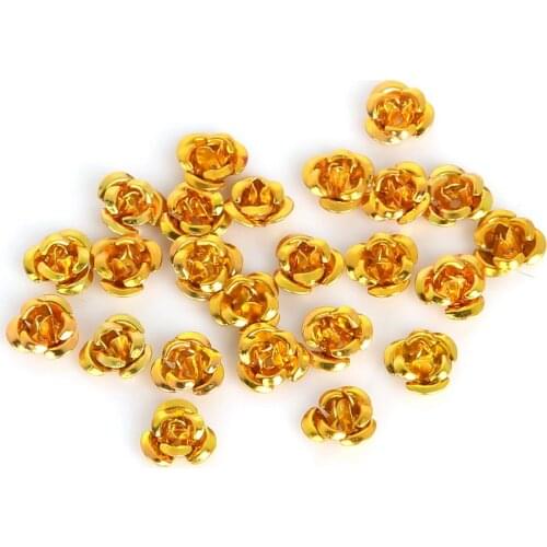 New Product 100PCS DIY Aluminum Rose Flower Beads Bracelet Spacer Beads Charms Dia.6/8/12mm Fit For Jewelry Craft Making