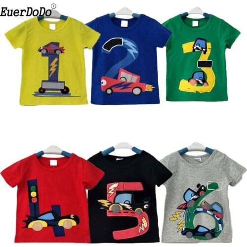 Cartoon Number Children T-shirt Short Sleeve Shirts For Boys Cotton Girls T Shirt Kids Tops Baby Blouse Toddler Tees