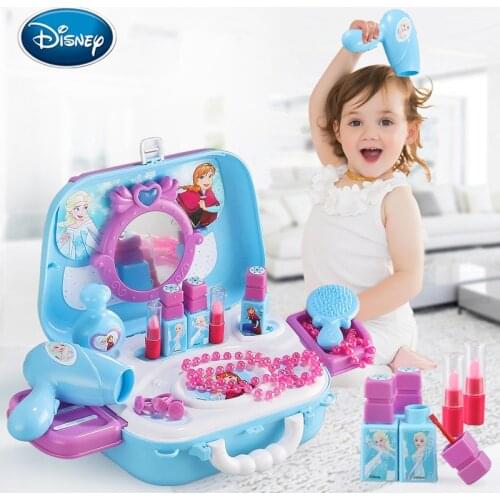 Disney Frozen Romance Kitchen Cutlery Toy Backpack Child Play House Girl Simulation Beauty Makeup Toy Tool Set