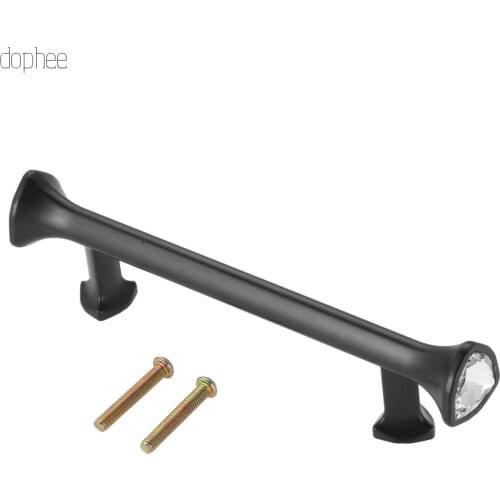 Dophee 1pc 96mm Black long handle Handles for Wardrobe Elegant Cabinet knobs and handles Drawer Pulls Bedroom Knobs