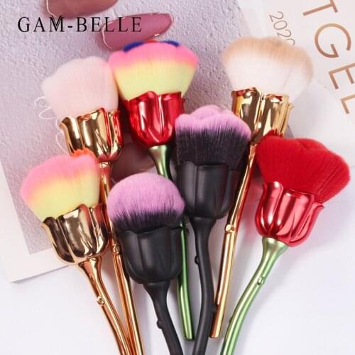GAM-BELLE Rose Nail Art Dust Brush For Manicure Beauty Brush Blush Powder brushes Gel Nail Accessories Nail Material Tools