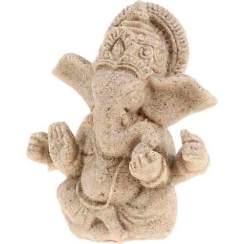 Hindu Sandstone Meditation Ganesha Elephant Sculpture Figurine for Good Blessing Xmas Gift for Friends & Family
