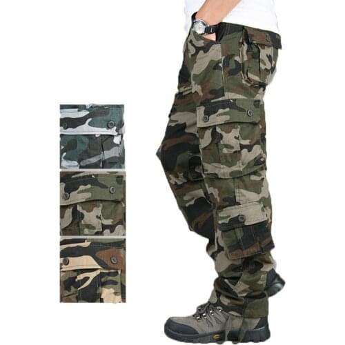 Pocket MILITARY Style Army Camouflage CARGO PANTS Men TACTICAL 6789cmAirborne Jeans Trouser Male Casual Plus Size Cotton baggy#3