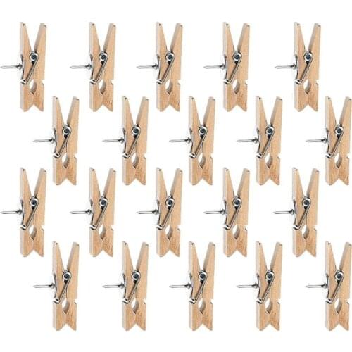 Push Pins with Wooden Clips Pushpins Tacks Thumbtacks, Creative Paper Clips with Pins for Cork Boards Notes Photos Wall and Cr
