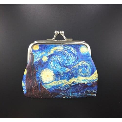 Wallet Spot Print Van Gogh Painting Creative Art Gallery Gift Souvenir Children Ladies Key Bag Clasp Pocket Pocket Purse