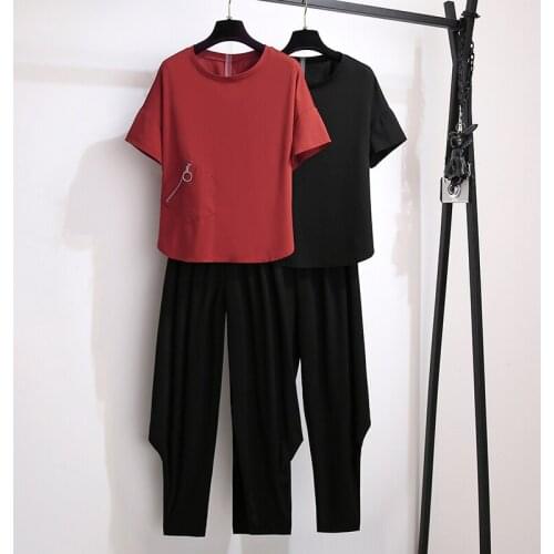 Summer Women Elegant Short Sleeve Pants Sets Female Casual Outfits Jogger Two Piece Set Korean zipper Sports Suit Solid Color