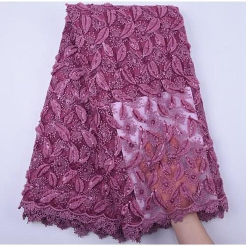 Onion Color 3D Sequins Lace Latest 2020 African Nigerian Lace Fabrics French Sequin Lace Fabrics 5 Yards Tulle Mesh Fabric S1853