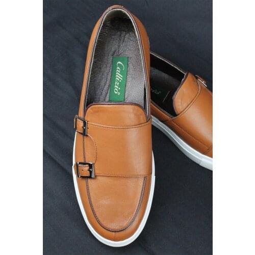 CZ London Genuine Leather Men Monk Strap Sneaker Sports Shoes