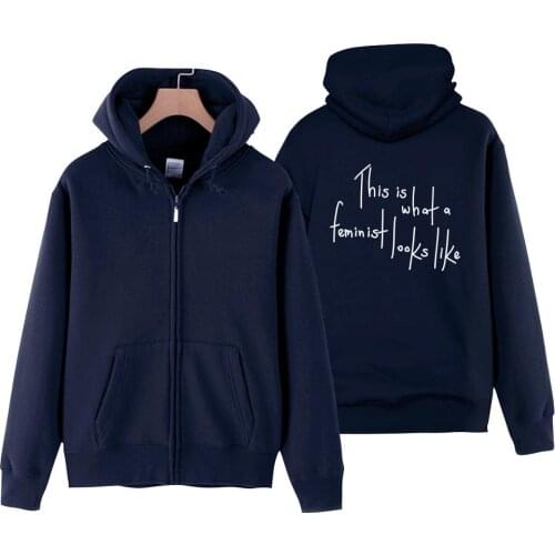 Man Boy Coat Full Zip Hoodie Feminism This Is What Feminist Looks Like Fleece Hooded Jacket Autumn Winter Couple Clothes ZIIART