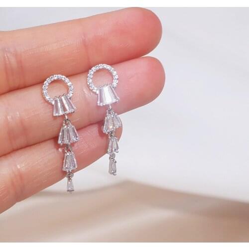 2020 New Shiny Cubic Zirconia Earrings For Women Elegant Crystal Wedding Earrings for Brides Shine Drop Dangle Earrings