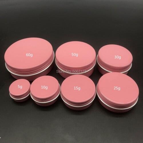 5g 10g 15g 25g 30g 50g 60g Pink Aluminum Jars Empty Cosmetic Makeup Cream Lip Balm Gloss Metal Aluminum Tin Containers 50pcs
