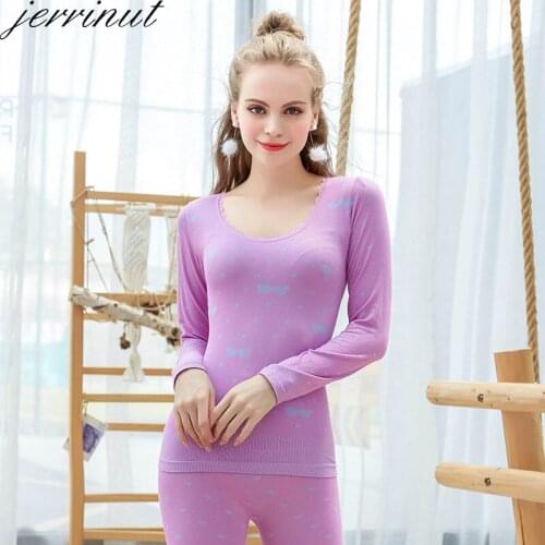 Jerrinut Long Johns Set For Womens Thermal Underwear Thermo Lingerie Second Female Skin Thermal Trousers Underwear Winter Warm