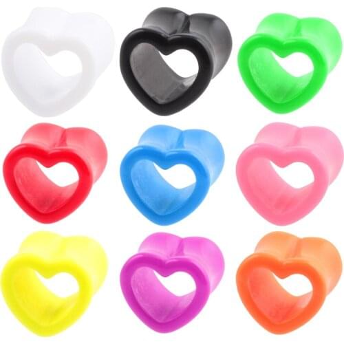 2pcs/lot Heart Hollow Ear Plug Acrylic Ear Cartilage Piercing Stud Earrings 2021 Trend Ear Dilations Expander Gauge Body Jewelry