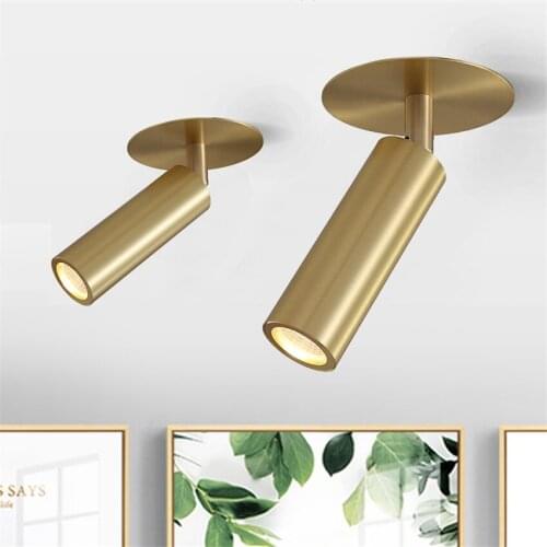 Nordic all copper encrusted ceiling lights study cabinet bedroom aisle clothing shop led living room cylinder ceiling lamps